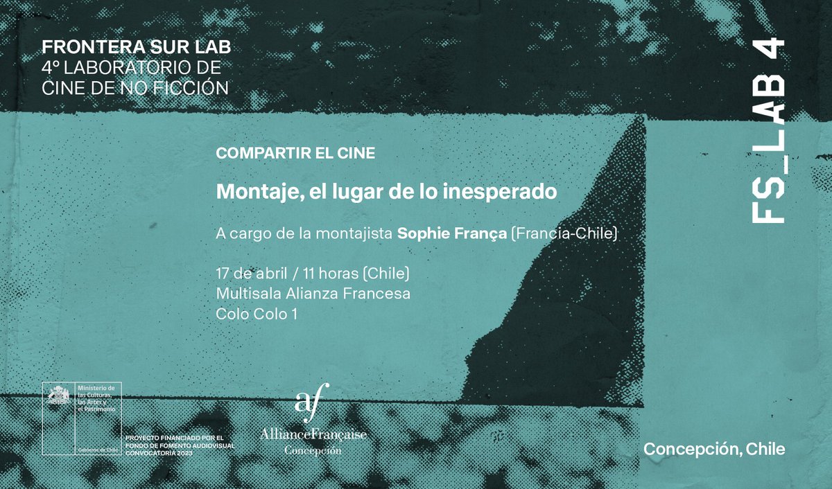 fronterasurfest's tweet photo. [FS_LAB 4: Compartir el cine] 🎥

Este 17 de abril nos reunimos con la montajista Sophie França para hablar del montaje como espacio de lo inesperado.

⏰ 11:00 hrs
📍 Multisala Alianza Francesa

¡Les esperamos!

#FRONTERASUR #FS_LAB #NoFicción #Montaje https://t.co/DiESH4FxZE