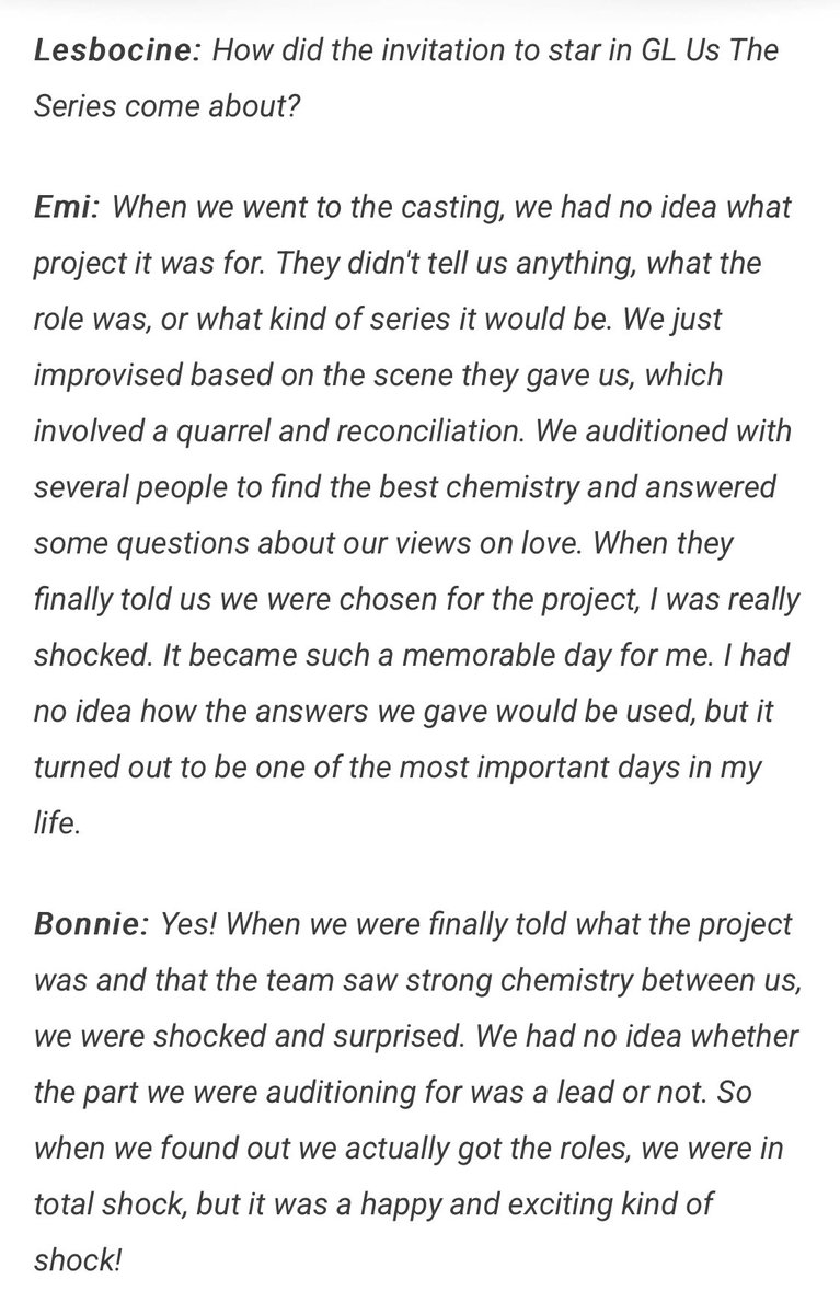 lurkyjae's tweet photo. Great interview with #EmiBonnie by lesbocine! I’ve compiled the provided eng trans and also autotrans the opening paragraphs in this thread, find the full article below ⬇️ 

🔗 https://t.co/MLy8dMZ1xh

#USTheSeries #เอมี่บอนนี่ #emiamily #beonnnie https://t.co/arFmpNUj3C