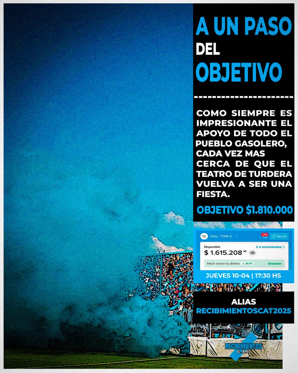 RecibiCAT's tweet image. La locura de ver a Temperley 🎶🎺🥁
¡Seguí colaborando con nosotros!  🩵⛽️