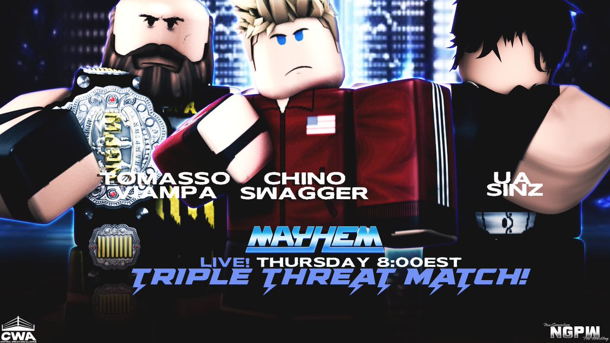 NGPWMedia's tweet photo. 🚨TONIGHT ON NGPW MAYHEM!🚨
💥The CHAIRMAN and @SinRWAcc have a special announcement!💥
💥The Returning @IndeedCal takes on @levimalen!💥
💥@visxkk Faces off against two very promising stars in #ChinoSwagger and @UaBattle!💥
💥@StemRW is back and takes on #WraithKosher!💥 https://t.co/k0KjqQeO4y