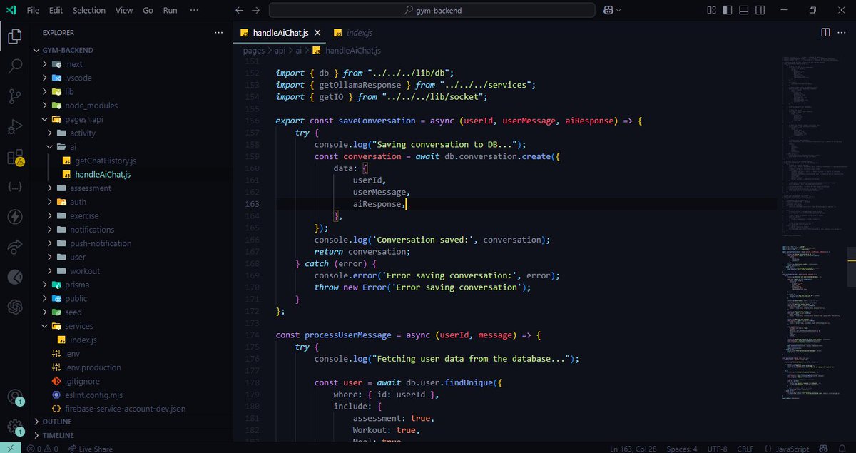 Weekly FitTrack Update 

Integrated AI chat for personalized fitness advice!
• Fetched real-time user data
• Built prompts to Ollama AI
• Delivered responses via WebSocket
• Saved full chat history
Tough but exciting. FitTrack’s getting smarter 

#BuildInPublic #AI #NodeJS