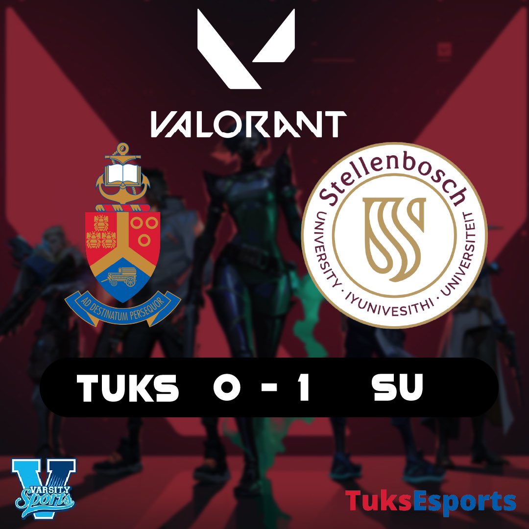 TuksEsports's tweet photo. First game for our Valorant Team in the Varsity Tournament!!

Unfortunately they lost 0-1 to SU Odin (Stellenbosch) 
The team played their hearts out but we move on and focus on the next match at hand!!!

Stay tuned for more games and results in the Varsity tournament!! https://t.co/U13xVwzDpl