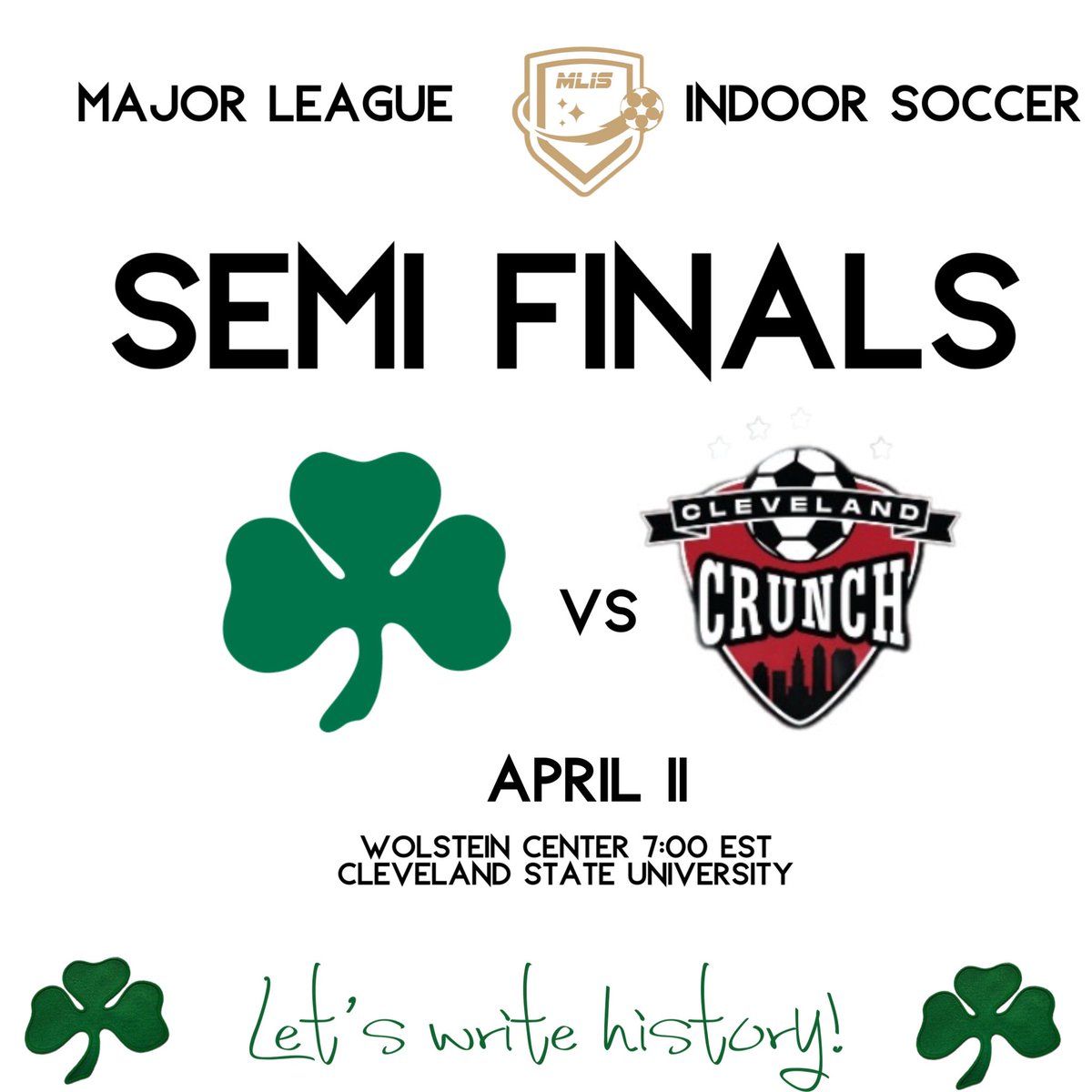 Tomorrow. It’s on.
Panathinaikos Chicago plays in the MLIS Semi-Finals in our first-ever pro season.

April 11 | 7PM EST
Wolstein Center – Cleveland

We’ve come this far.
Let’s write history.

#PAOChicago #MLIS #SemiFinals #IndoorSoccer #LetTheShamrockShine