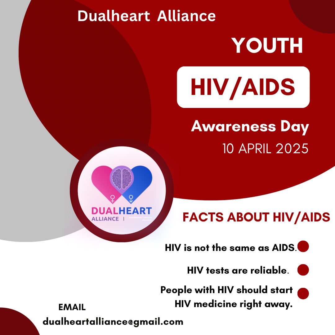 DualheartA's tweet photo. HIV/AIDS affects young people.  Prevention is key: use condoms, get tested.  If you're living with HIV, take your medication as prescribed.#YouthHIV/AIDSawarenessday https://t.co/73p00o9QTk