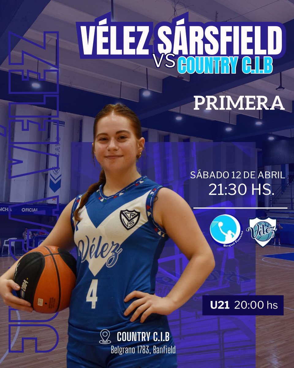 🔜 PRÓXIMO PARTIDO - FECHA 5
⛹🏽‍♀️FEMENINO PRIMERA

 ¡VENÍ A ALENTAR!

 *U21 juega 20:00 hs

🗓️Sábado 12 de Abril - 21:30 Hs.
🏀Country C.I.B vs Vélez
🏟️Country C.I.B
📍 Belgrano 1783, Banfield
#juegavelez #basquet #vélez