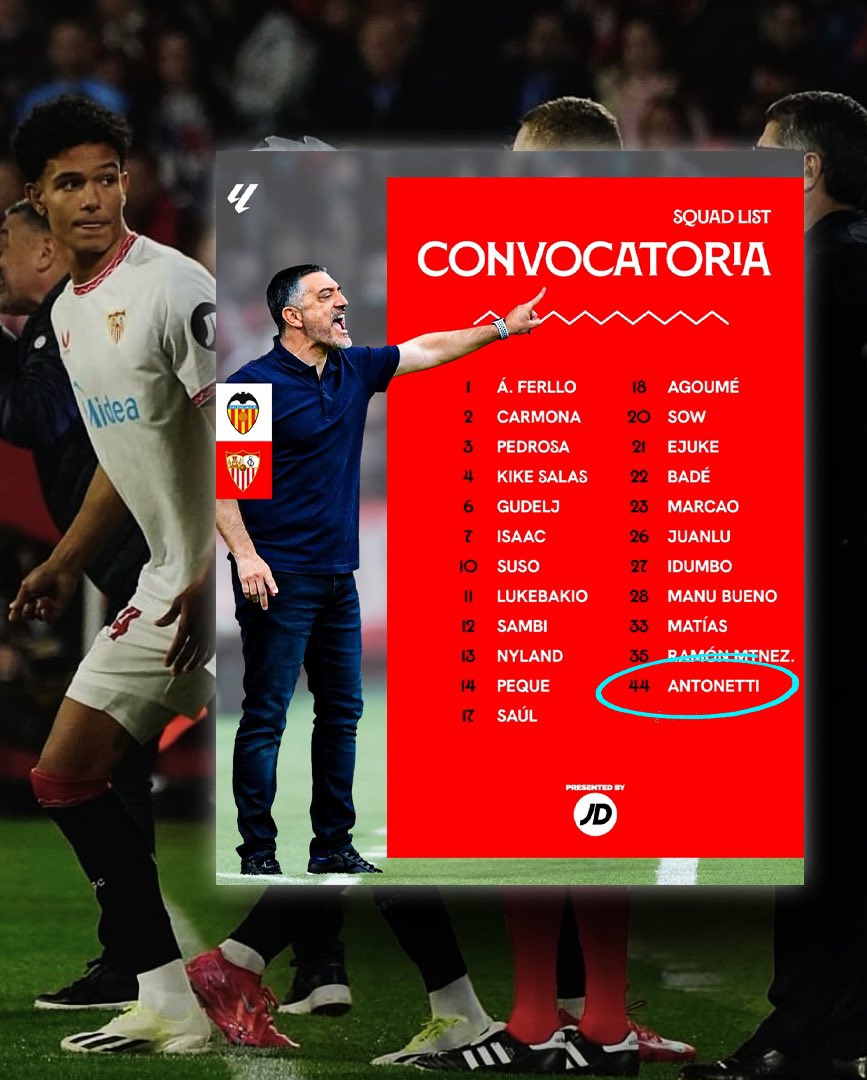 🚨 ¡Antonetti regresa a LaLiga! 🤩🇵🇷🇪🇸🔥 

El Sevilla FC ha convocado al delantero de Puerto Rico para su próximo partido de LaLiga contra Valencia. ¡Mucho éxito, Leandro! 💪 #ValenciaSevillaFC