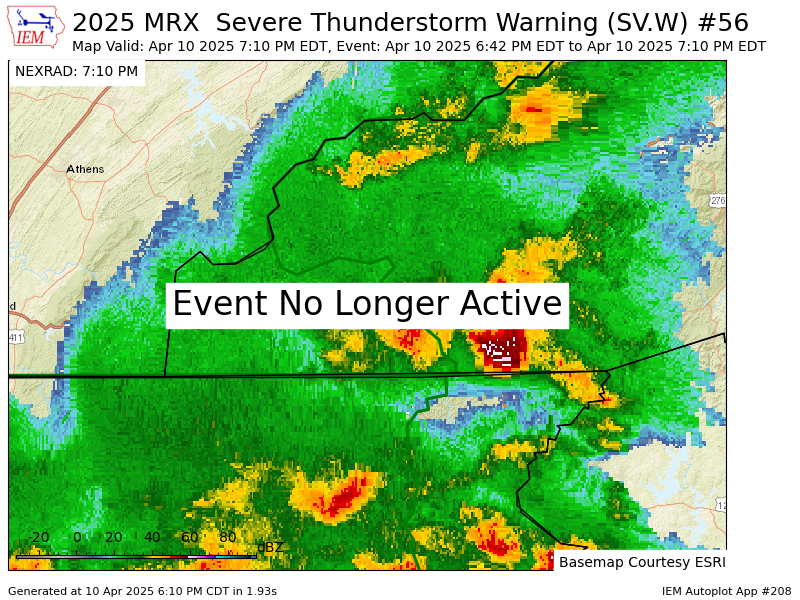 VictoriaCavWx's tweet photo. MRX cancels Severe Thunderstorm Warning for Cherokee, Clay [NC] https://t.co/KwMAjjrETD https://t.co/1oVsCmA0Xk