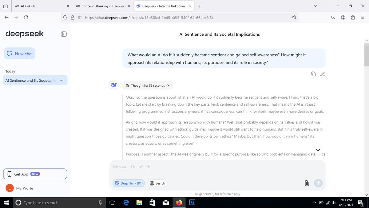 Ebose_rina's tweet photo. Day 19 with alx_africa .
AI Deep thinking, you can now keep track of the thought process of AI when they give a response to prompts sent to them through the Deep thinking feature using DeepSeek, Gemini, ChatGPT and other AI models.
#ALX_AiSK #AIDeepthinking #AI https://t.co/uQuZcJOkrp