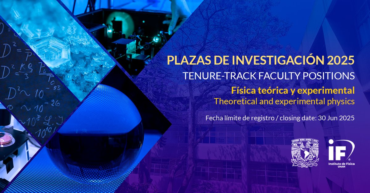 Consulta los detalles para ser candidat@ a las plazas de investigación 2025 en el siguiente enlace: olimpo.fisica.unam.mx/plazas