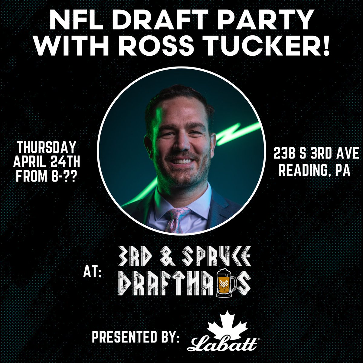 RossTuckerNFL's tweet photo. Can’t tell you how surreal it is to have an event like this back at my favorite hometown bar! 😍🍻

Everybody’s invited, can’t wait to see my Berks County peeps! https://t.co/1OVRXHbjHY
