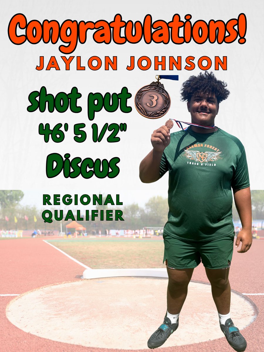 Congratulations to the Naaman Forest Field event Area medalist and Regional Qualifiers.  #WAM 🥉