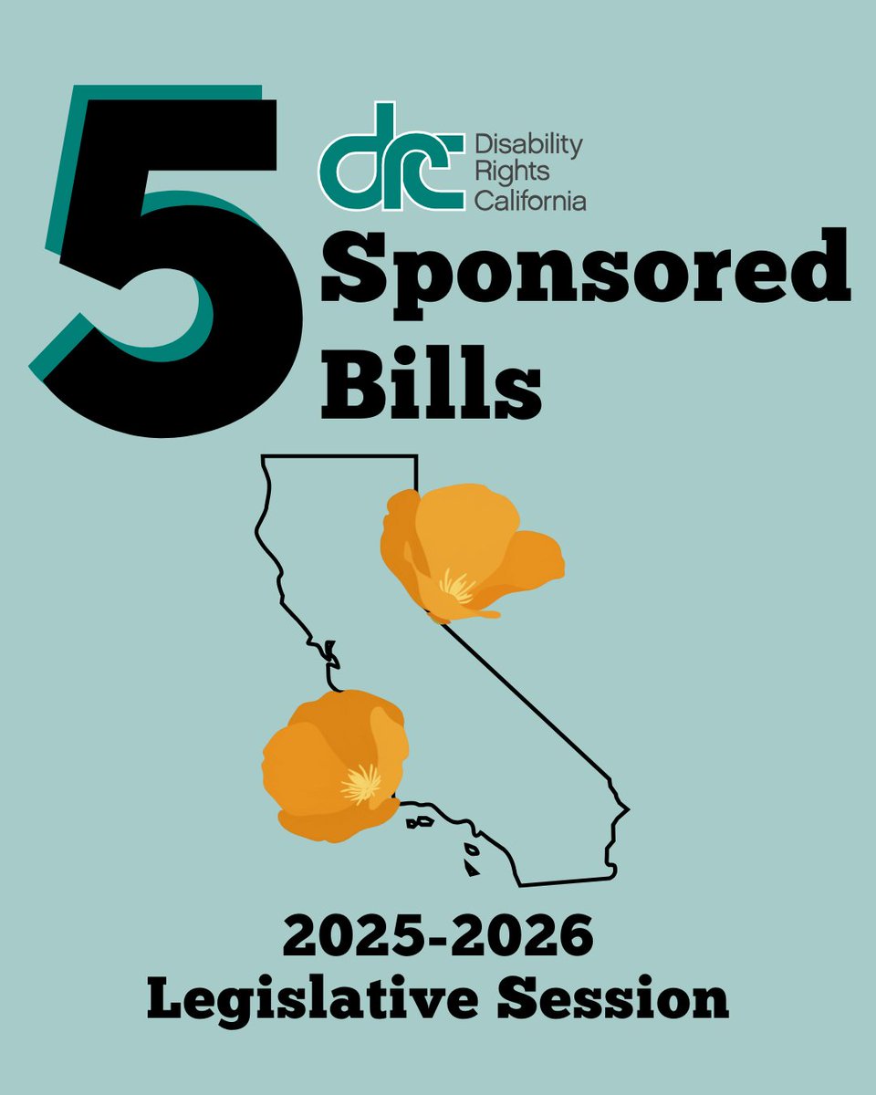 DisabilityCA's tweet photo. DRC is incredibly proud to co-sponsor bills AB 315, AB 1099, AB 1225, SB 634, and AB 701. These bills are essential in reducing individual financial strain, addressing demand for public services, enforcing data collection, and increasing access in recreational settings.
You can stay updated and learn more about these important bills at the link: https://t.co/7FKWLN39Uq
AB 701: https://t.co/0B5gDjUCL0
AB 1225: https://t.co/kxN8d9o8VL
We are committed to advocating for people with disabilities and intersecting communities inside and outside of the California Legislature. We're grateful to continue this work. Thank you to state legislators @AsmMiaBonta, @AsmLizOrtega, @ib2_real, @asmstevebennett, and @SashaReneePerez for your partnership and all of the constituents with us!
Bills (1/2)
#DisabilityRightsCA #AB315 #AB1099 #AB1225 #SB634 #AB701 #MediCal #Access #Homelessness