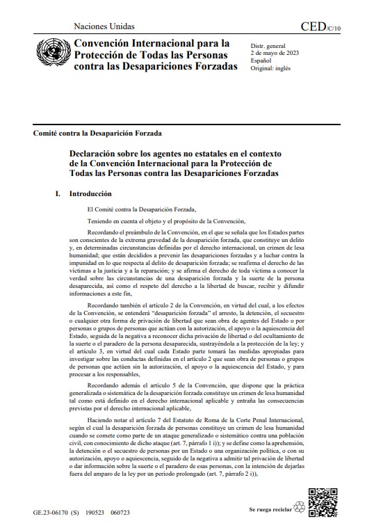 #JuevesDePublicaciones 📚Consulta el texto “sobre los agentes no estatales en el contexto de la Convención Internacional para la Protección de Todas las Personas contra las Desapariciones Forzadas”, adoptado en 2023, por el Comité contra la #DesapariciónForzada (#CED)