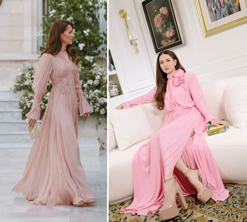 PinaysInShowbiz's tweet photo. I love it when Princess Catherine and Marian Rivera mirror each other's style from time to time. 2 of my favorites.  🩷🩷🌸🌸 

Princess Catherine in Elie Saab(2023). Marian in Magda Butrym(2024).

#princessofwales 
#katemiddleton 
#MarianRivera 
#MarianOOTD 
#katemiddletonstyle https://t.co/rU3oIYrYaM