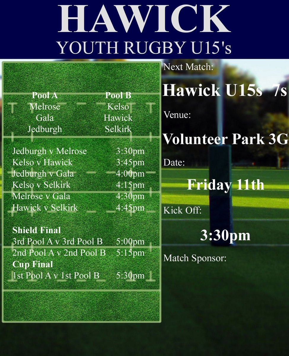Hawick U15s 7s Tournament
Go well lads 💪🏉💚
#HawickYouthRugby #BIHB #AONR