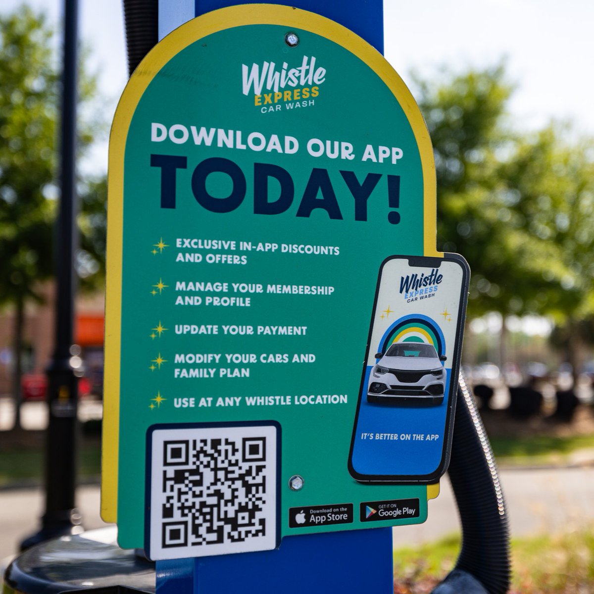 Make your next wash even easier.

Download the Whistle Express app today to unlock exclusive deals, manage your membership, update your plan, and more — all in one place.

Scan the code at any location or find us in the App Store and Google Play.
Because it’s better on the app.