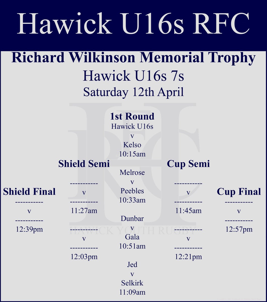 Hawick U16s 7s Tournament 
Go well lads 💪🏉💚
#HawickYouthRugby #BIHB #AONR