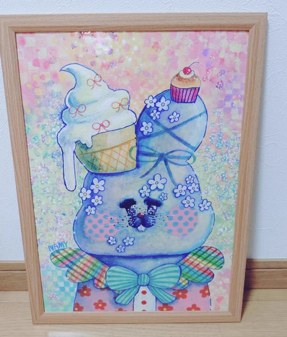 市役所の横の交流棟に展示して頂いた作品です#イラスト #原画 