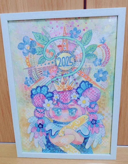 市役所の横の交流棟に展示して頂いた作品です#イラスト #原画 