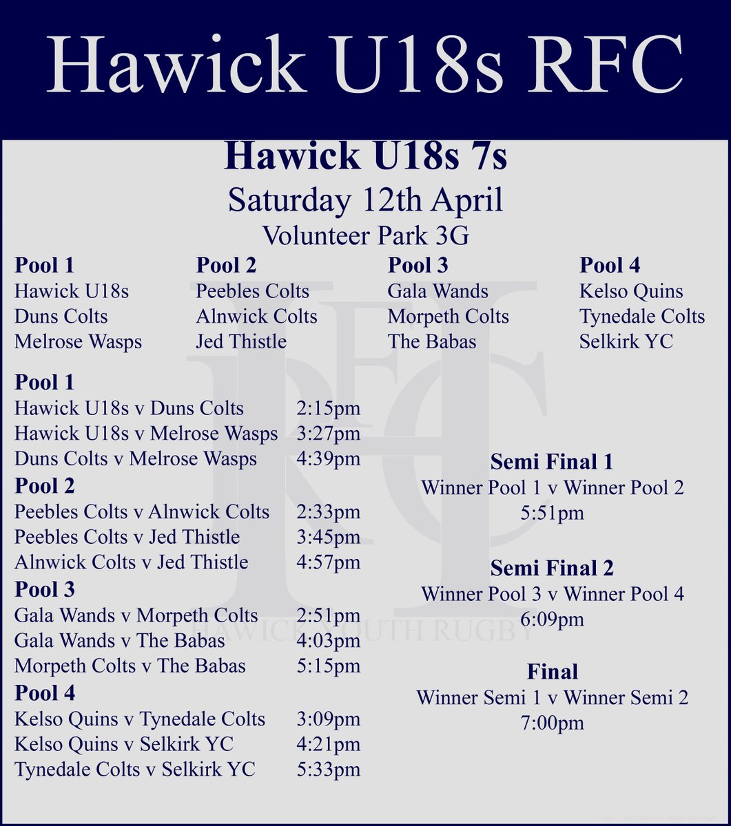 Hawick U18s 7s Tournament
Go well lads 💪🏉💚
#HawickYouthRugby #BIHB #AONR