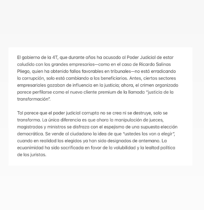 ReflectorMX2025's tweet photo. Columna a la opinión pública #poderjudicial #elecciones #casualidades #injusticia https://t.co/Omi5q3WghP