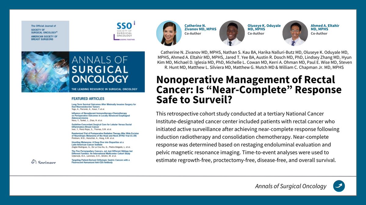 A new study spearheaded by some of our General Surgery residents shows that some rectal cancer patients can avoid surgery and still get promising results. 

Learn more about this approach and read the full article here: bit.ly/3FPD1oX 
#WashUMedicine #WashUSurgery