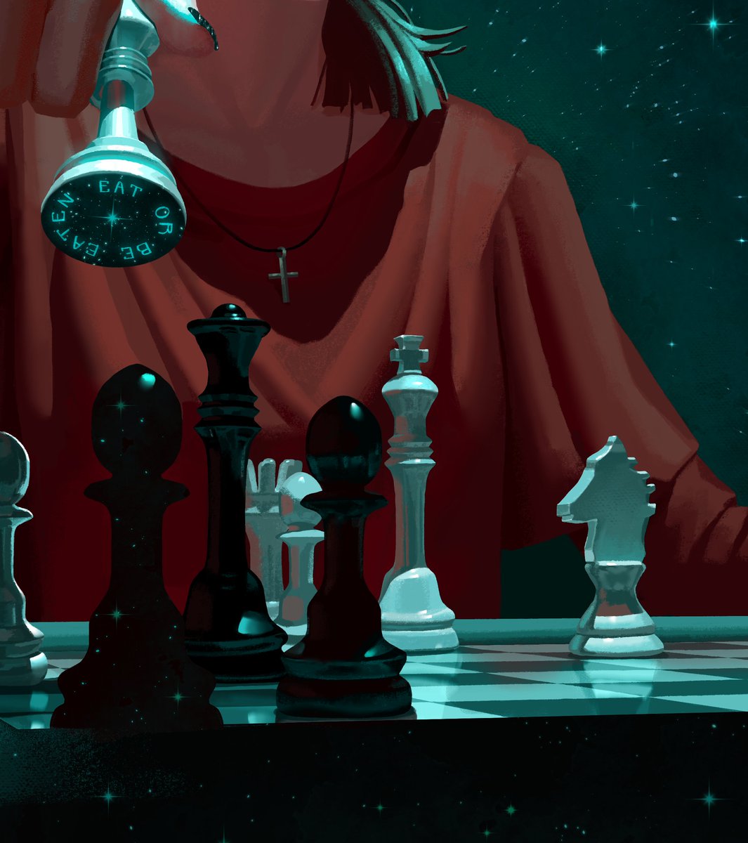 _R1NNA's tweet photo. My favorite art this year 💕 
I painted it for three weeks and I really like how chess turned out

#art #digitalart #illustration #chessmasters #PortfolioDay https://t.co/XlJIghbriS