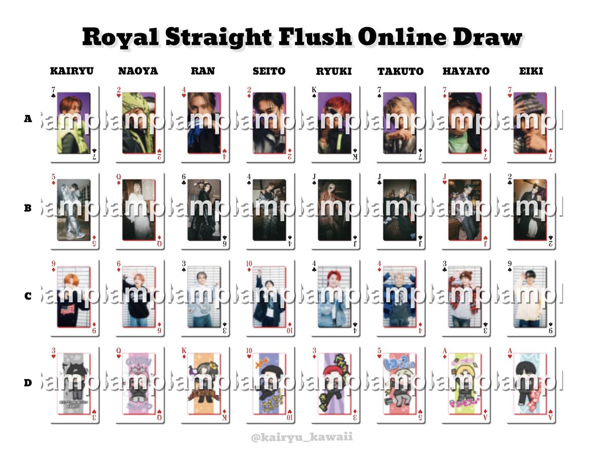 オンラインくじのトレカ一覧表作ったので良ければ❕メンバー別のも