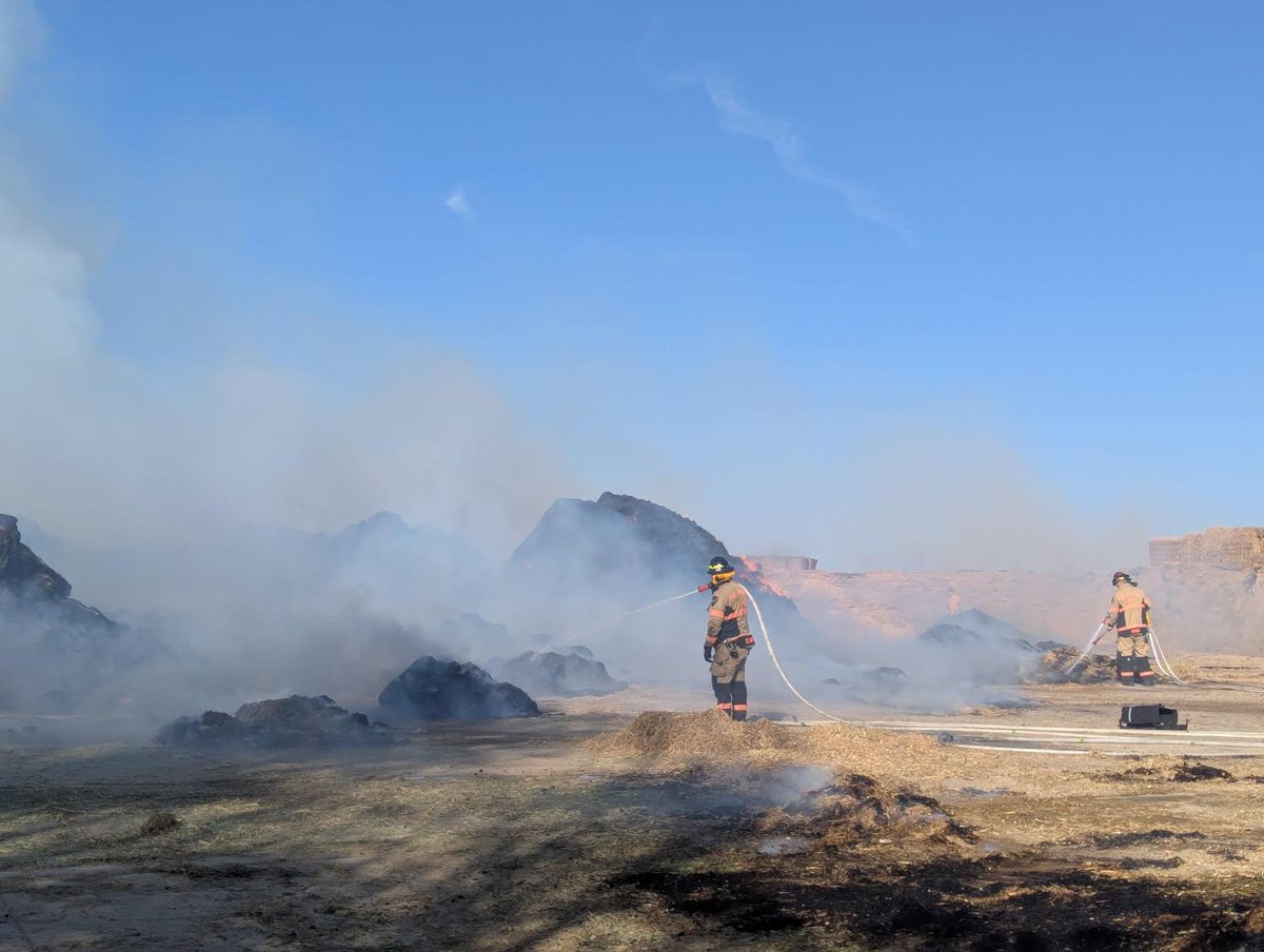 FRFR is on the scene of a haystack fire on CR 52 near Milliken.  We are being assisted by UCHealth. Updates will follow, and we ask the public to avoid the area for now.  #frontrangefirerescue