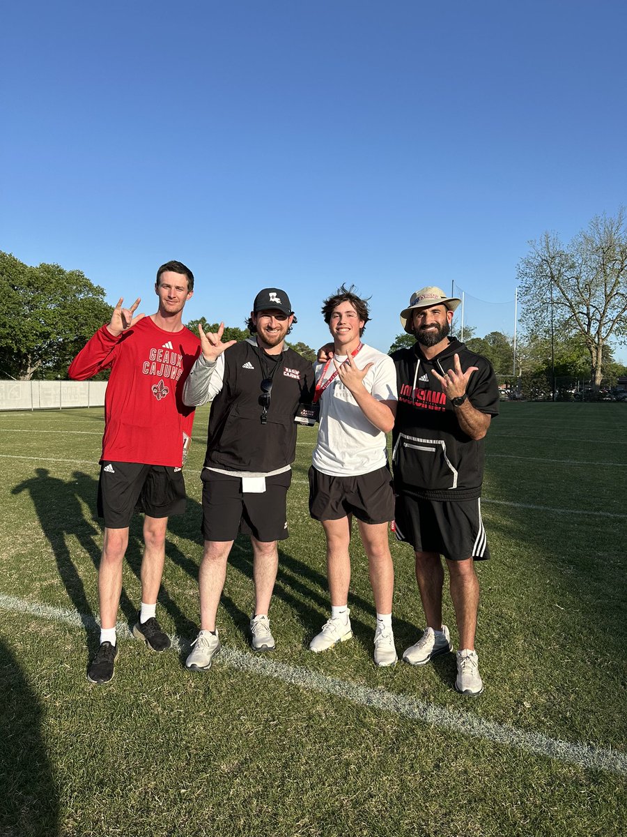 Had an amazing time at ULL today. Great seeing <a href="/CarterMilliron/">Carter Milliron</a> and I loved and enjoyed the energy at spring practice and can’t wait to be back out! Thank you <a href="/CoachMGiuliani/">Mike Giuliani</a> for the invite out!!!! 
<a href="/HKA_Tanalski/">Adam</a>