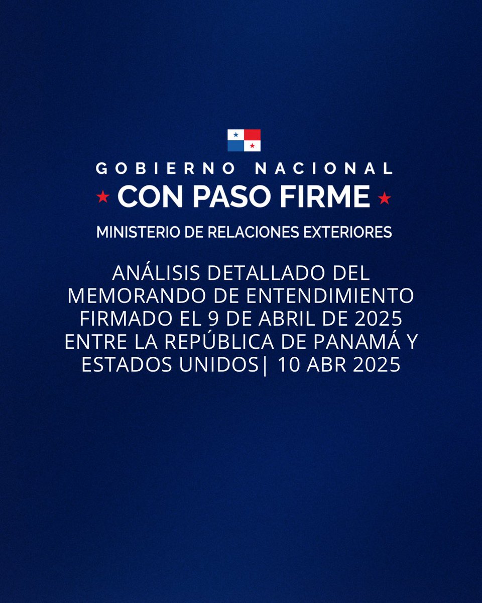 Análisis detallado del Memorando de Entendimiento firmado el 9 de abril de 2025 entre la República de Panamá y Estados Unidos.
🔗 Memorando de entendimiento: mire.gob.pa/memorandum-de-…