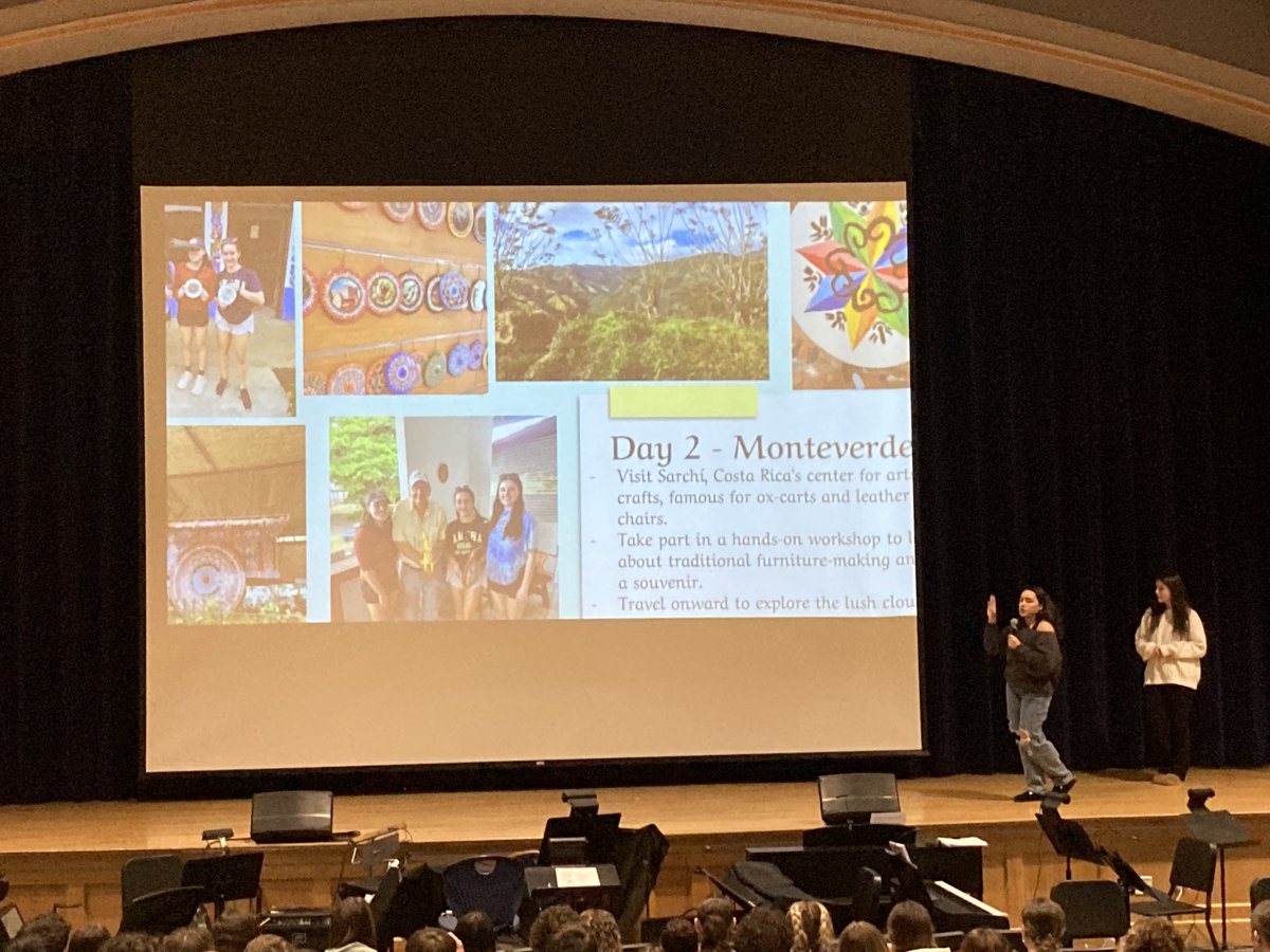 SBRHS_WLDept's tweet photo. It was our pleasure to host Alana and Makenna today as they told us about their recent trip to Costa Rica!! Alana told us what to expect on a school trip AND how much fun she had while Makenna summarized the trip highlights such as our visit to a local school!
@SBRHSBrels
#SBRHS https://t.co/N5CTNsCx9g