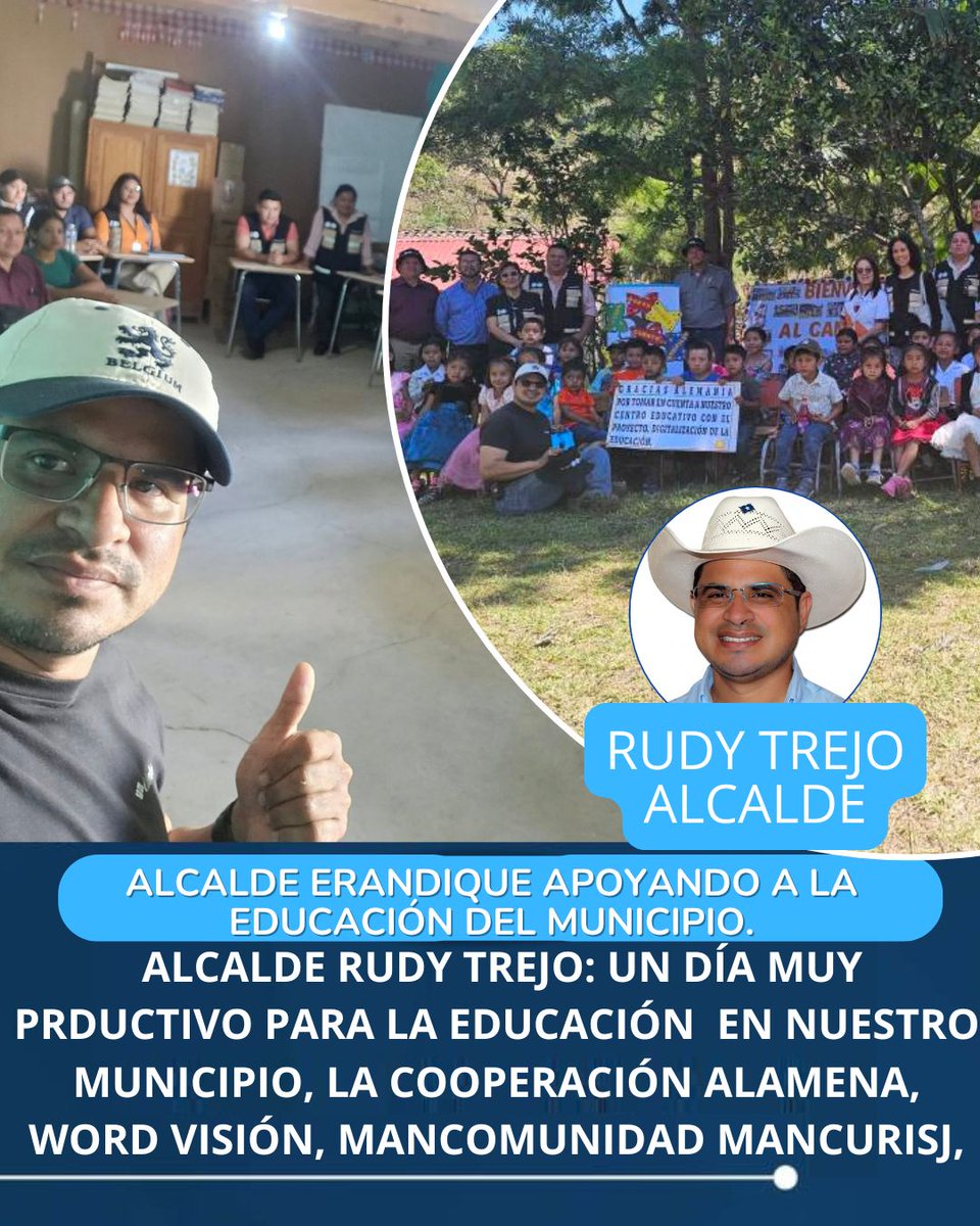 ERANDIQUE
#Actualidad
El Alcalde <a href="/RudyYadir/">RUDY YADIR TREJO</a>, apoyando a la educación del municipio de Erandique, subraya lo siguiente: " Un dia productivo para la educación en nuestro municipio , la cooperación  alemana , Word visión,  Mancomunidad Mancurisj,  " expresó el alcalde.