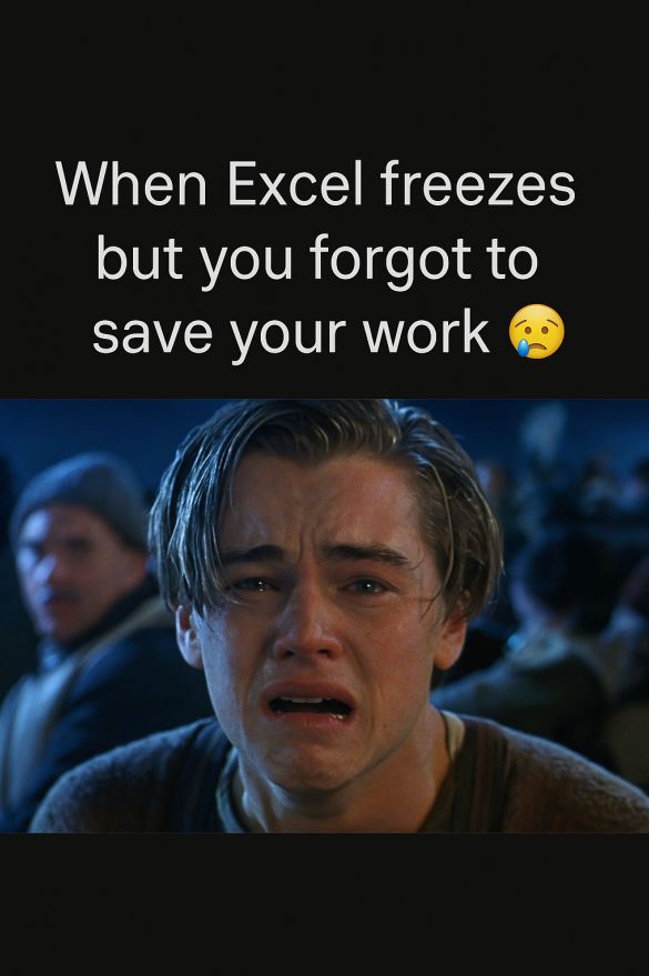excelwizardd's tweet image. When Excel freezes…

…and you forgot to save your work 

Tag that one friend who never hits Ctrl+S 

@Microsoft365 @Microsoft #ExcelMemes #CtrlS #SaturdayMood #ExcelWizardd
