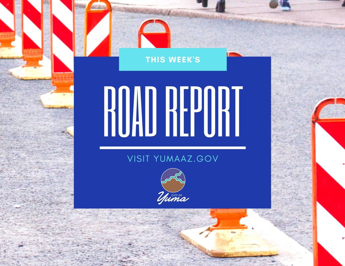 Oil seal will take place on Magnolia Avenue in the coming week, while slurry seal locations include portions of Avenue 2-1/2E and the Mesa Heights area.

Find details in this week’s Road Report here: yumaaz.gov/Home/Component…