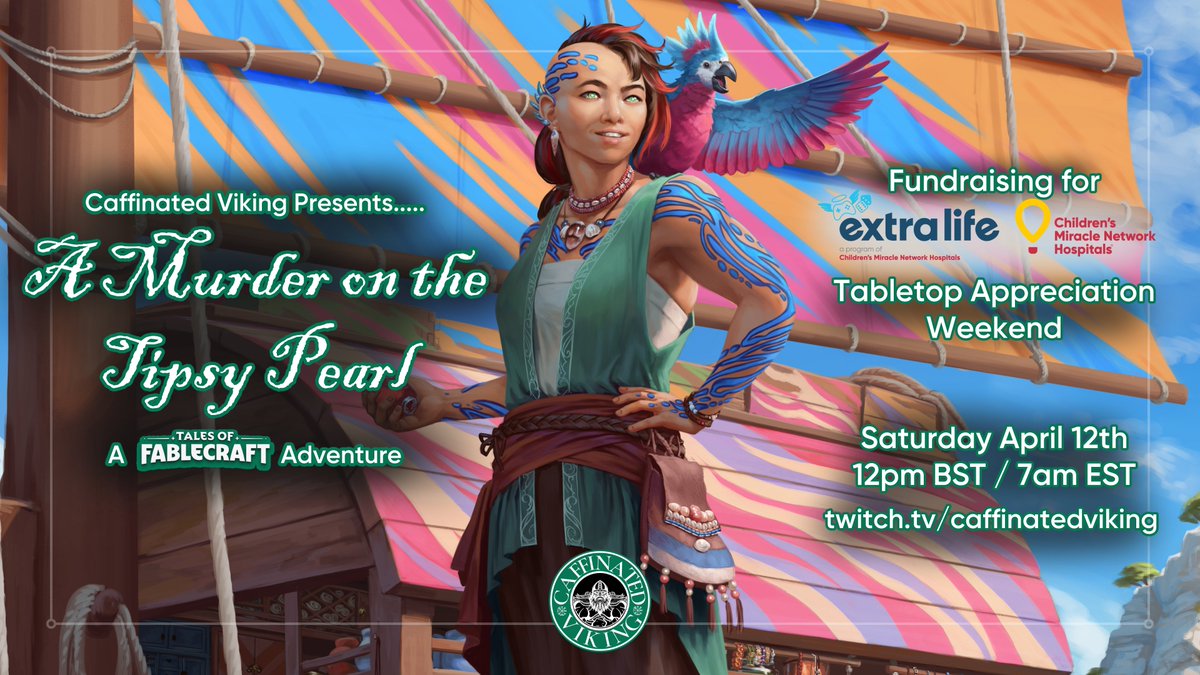 CaffinatedV's tweet photo. This Saturday, April 12th, we are holding a charity stream for @extralife4kids benefiting @cmnhospitals over Tabletop Appreciation Weekend. 

We will be live over at https://t.co/BZVsfOHkwu from 12pm BST / 7am EST

#charity #charitystream #twitch #smallstreamer #extralife4kids https://t.co/AfizzxAe0M