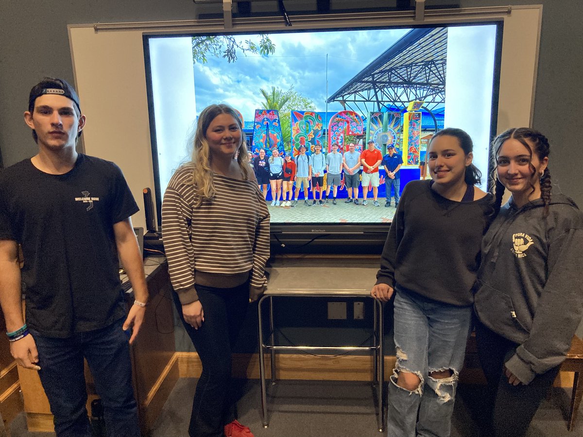 SBRHS_WLDept's tweet photo. Another great student presentation today from Olivia, Sam, Noelle and Alana. Topic discussed: wildlife, national parks, horseback rides, zip lines, hanging bridges, a school visit, food and much more. My favorite was the friendships and memories made!
#SBRHS
@SBRHSBrels
PuraVida https://t.co/gW0LDKPczT
