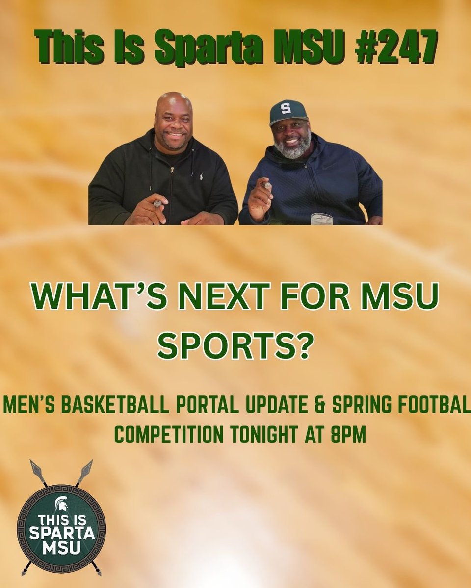 Join us in 13 minutes to discuss what’s next for Msu sports. Hosts Stray and Swerve will continue to discuss Msu men’s basketball portal update and the upcoming spring football competition. 

Don’t miss out on This Is Sparta MSU YouTube channel.🔥🔥🔥