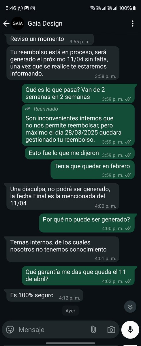 Robertdcs's tweet photo. Hola @Profeco me puedes ayudar con la empresa @gaiadesignmx que no me ha dado mi reembolso en más de 3 meses? https://t.co/oGzokzN3ak