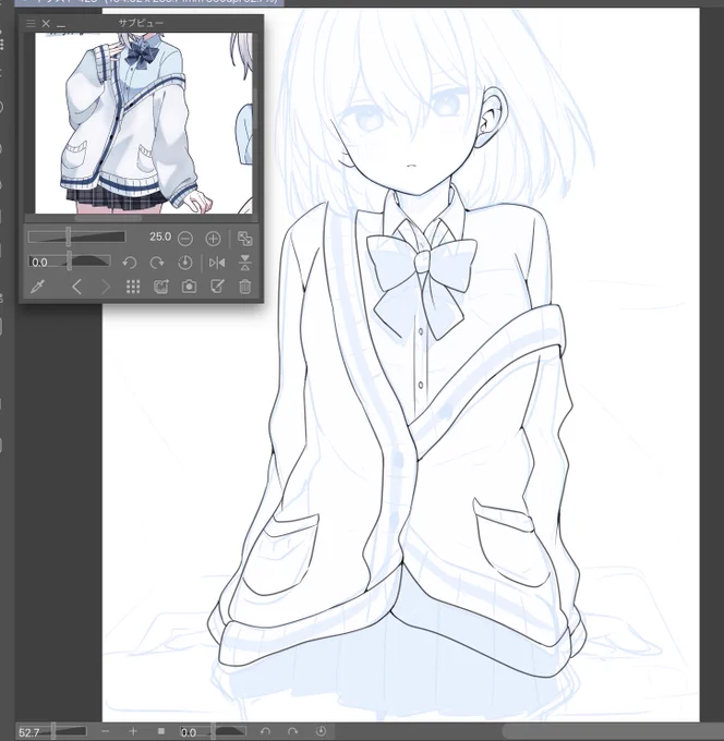 輪郭描いたら顔描かずにそのまま下いっちゃう
頭が最後! 
