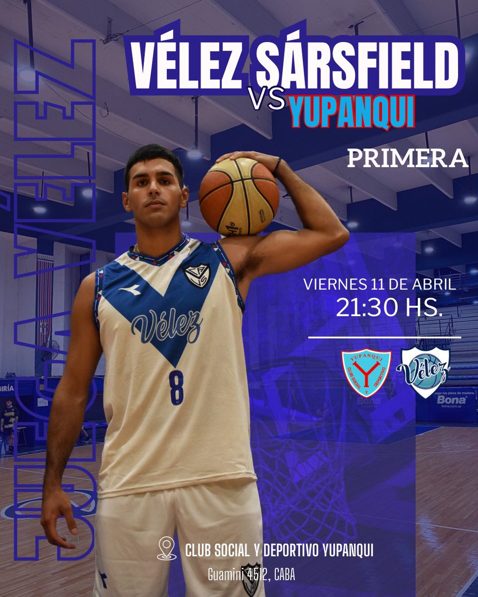 🔜 PRÓXIMO PARTIDO - FECHA 5
⛹🏽‍♂️ MASCULINO PRIMERA 

¡VENÍ A ALENTAR! 

🗓️ Viernes 11 de Abril - 21:30 Hs. 
🏀 Yupanqui vs Vélez 
🏟️ Club Social y Deportivo Yupanqui 
📍 Guamini 4512, CABA 

#juegavelez #basquet #vélez