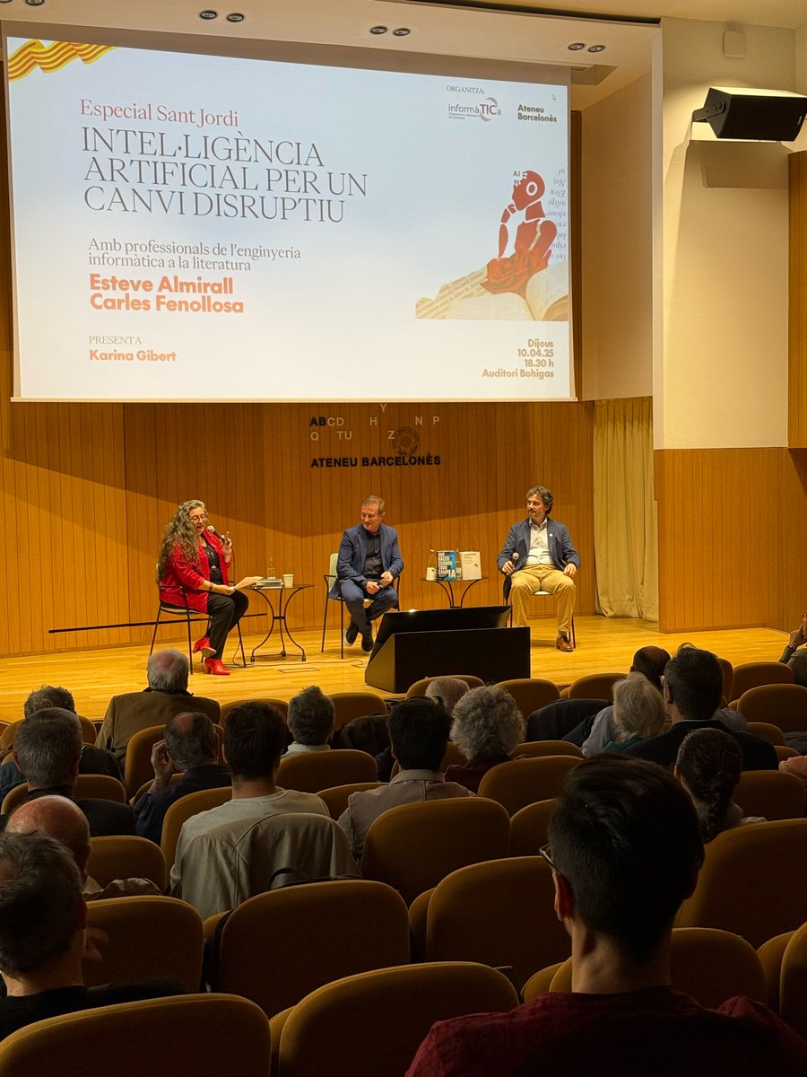 COEINF (@coeinf) on Twitter photo Molt contents de l'acte de #santjordi25 que avui hem celebrat a l <a href="/AteneuBCN/">Ateneu Barcelonès</a> amb <a href="/ealmirall/">esteve almirall</a> i <a href="/cfenollosa/">Carlos Fenollosa</a>
Sala plena. Interessantíssim col.loqui
Amb la participació de <a href="/pablo_schlegl/">Pablo Jiménez Schlegl</a> <a href="/CarmeTorras_ROB/">Carme Torras</a> <a href="/JordiTorresAI/">Jordi TORRES.AI</a>
Gràcies <a href="/ricardfaura/">Ricard Faura Homedes</a> i a tots per assistir! Molt contents de l'acte de #santjordi25 que avui hem celebrat a l <a href="/AteneuBCN/">Ateneu Barcelonès</a> amb <a href="/ealmirall/">esteve almirall</a> i <a href="/cfenollosa/">Carlos Fenollosa</a>
Sala plena. Interessantíssim col.loqui
Amb la participació de <a href="/pablo_schlegl/">Pablo Jiménez Schlegl</a> <a href="/CarmeTorras_ROB/">Carme Torras</a> <a href="/JordiTorresAI/">Jordi TORRES.AI</a>
Gràcies <a href="/ricardfaura/">Ricard Faura Homedes</a> i a tots per assistir!