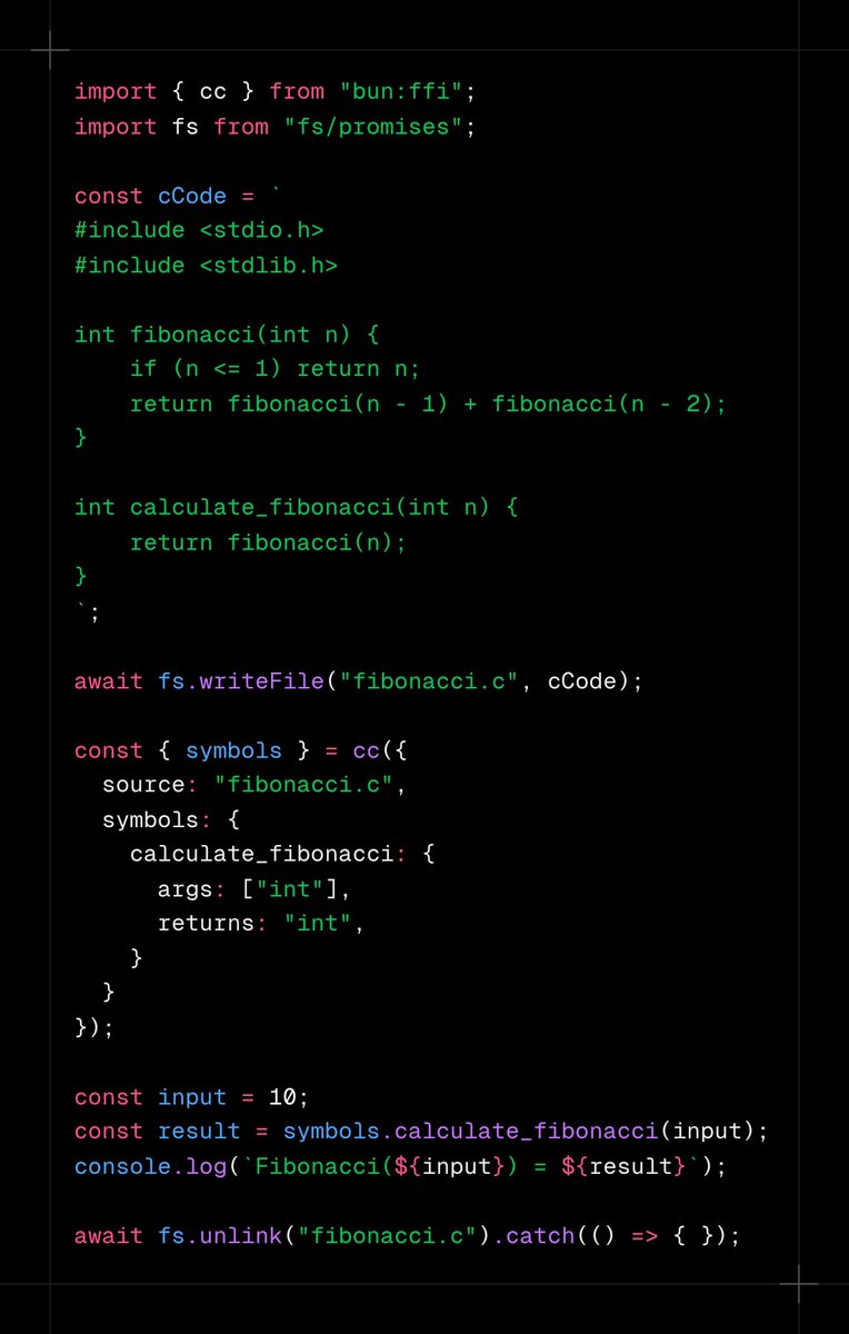 TIL: Bun has a built-in C compiler!