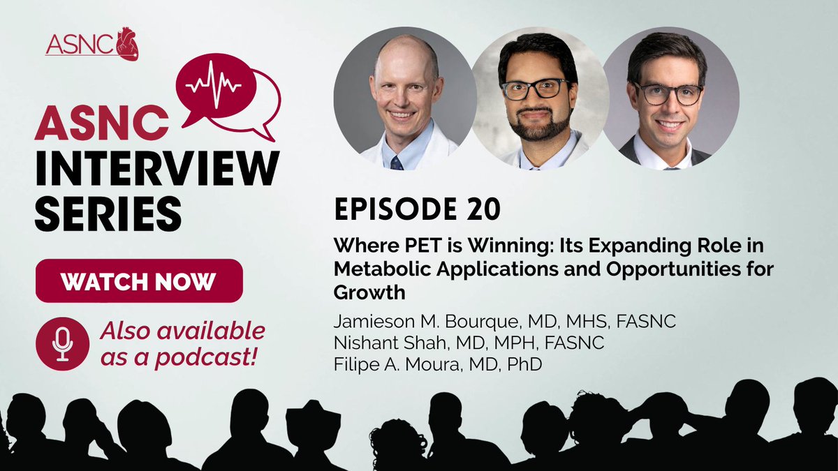 ASNC Society (@myasnc) on Twitter photo 🎙️ Don't miss the latest episode of the ASNC Interview Series, Where PET is Winning: Its Expanding Role in Metabolic Applications and Opportunities for Growth
Listen🎧bit.ly/3EcjheT
Watch📺bit.ly/3EsoSh3
<a href="/JamiesonBourque/">Jamieson Bourque</a> <a href="/nishantshahmd/">Nishant R. Shah, MD MPH</a> <a href="/FilipeAMoura/">Filipe A Moura, MD, PhD</a> 🎙️ Don't miss the latest episode of the ASNC Interview Series, Where PET is Winning: Its Expanding Role in Metabolic Applications and Opportunities for Growth
Listen🎧bit.ly/3EcjheT
Watch📺bit.ly/3EsoSh3
<a href="/JamiesonBourque/">Jamieson Bourque</a> <a href="/nishantshahmd/">Nishant R. Shah, MD MPH</a> <a href="/FilipeAMoura/">Filipe A Moura, MD, PhD</a>