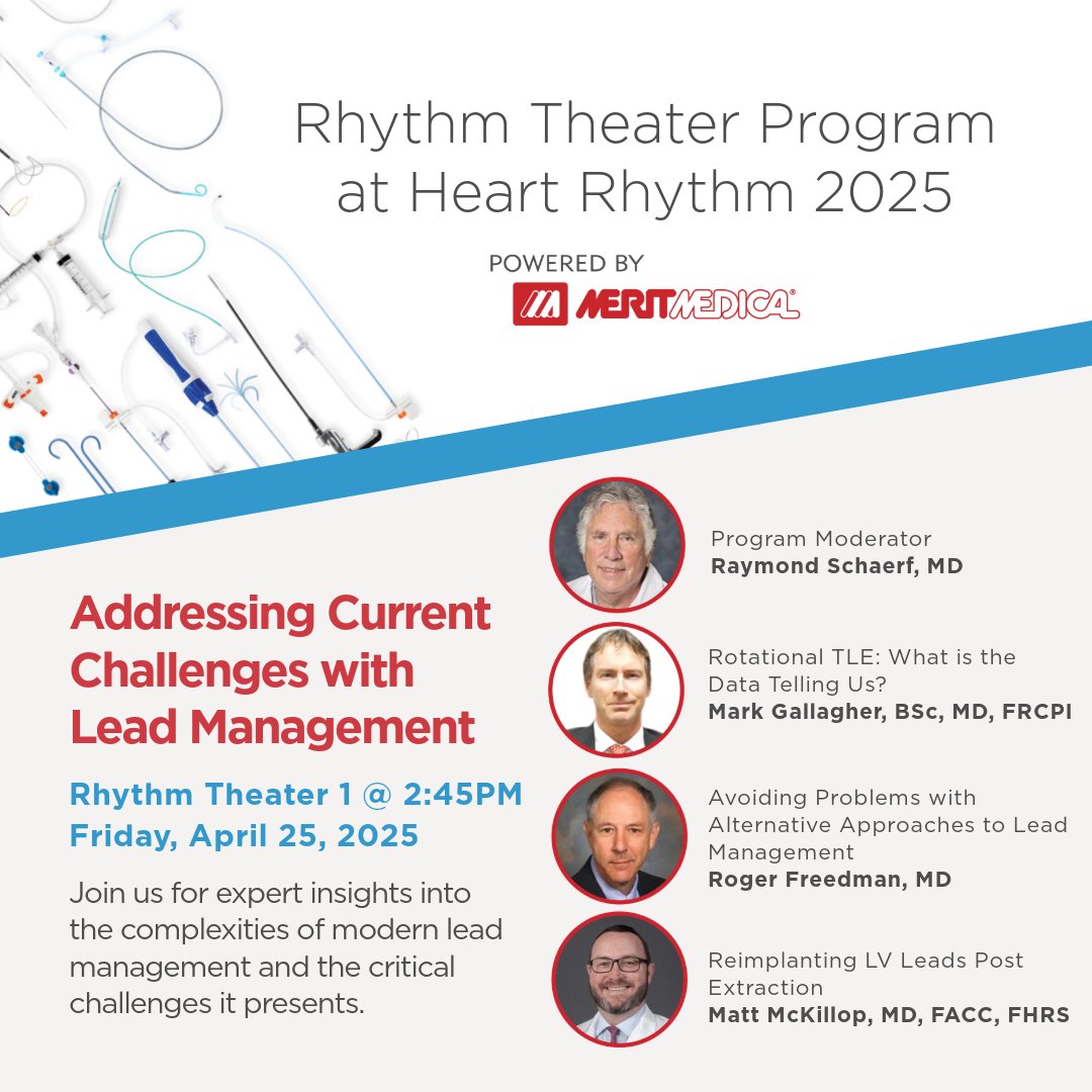 Merit_EP's tweet photo. We are thrilled to announce the Rhythm Theater Program, a premier platform to share and discuss clinical strategies and best practices for tackling the complex challenges of lead management. See you at Heart Rhythm 2025!

#HRS2025 #RhythmTheater #LeadManagement #ePeeps https://t.co/Ph3FxDJvw4