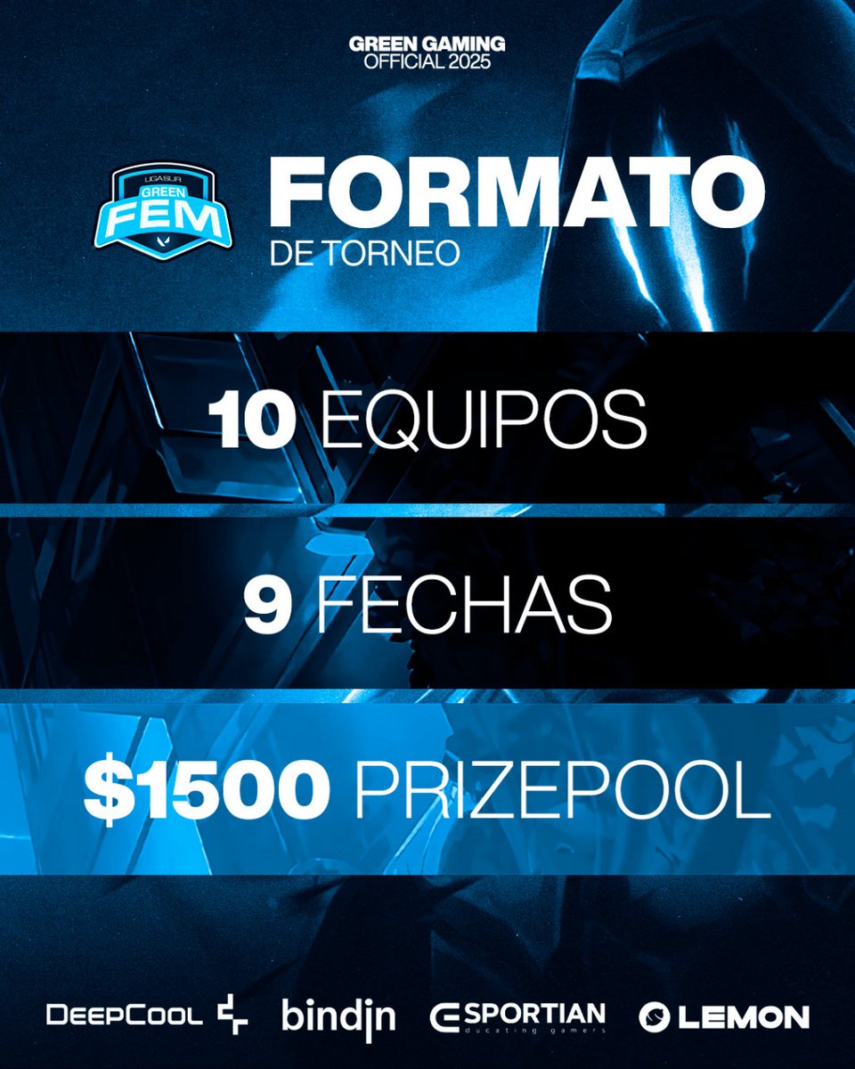 🔥 ¡Ahora llegan ellas. Y vienen por todo.! 🔥 

La Liga FEM Sur de Green Gaming ya tiene fecha de inicio. 🔵

Todos los SÁBADOS a partir del 03 de Mayo.

Muy pronto vas a conocer a los equipos que lo van a dejar todo.

🗓 Formato anual de 3 fases:

🍀 Liga :  10 Equipos ~ todos