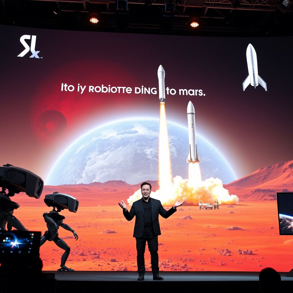 إيلون ماسك يكشف عن خطة طموحة لإرسال روبوتات إلى المريخ 🤖🚀 خطوة كأنها من عالم الخيال العلمي!  
#سبيس_إكس #المريخ #مستقبل"