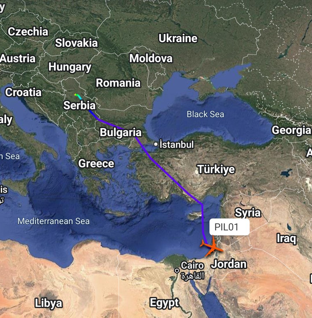 Lukai1861's tweet photo. #Serbia #Jordan | Jordan cargo aircraft in Serbia
#PIL01 (Reg: RJAF-360, Ilyushin Il-76TD of the Jordan 🇯🇴 Air Force) arrived yesterday in #Belgrade at 15:35 and departed at 21:12 to Amman, Jordan.
See the last #PIL01 routes from Jordan to Serbia ⬇️ https://t.co/jhV8Kpe3cg