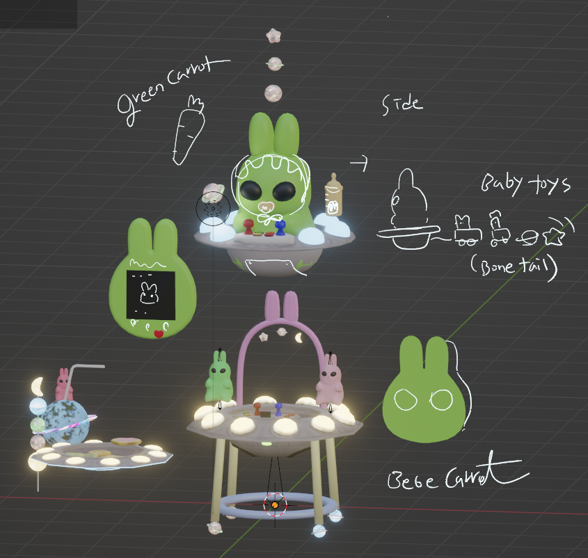 cutiebebecarrot's tweet photo. Making a BABY version of the Alien Rabbit avatar >-<
Also working on an Alien Rabbit baby exersaucer as a world prop!
And.. Alien Rabbit goods x3
Who wants to be an Alien Rabbit baby? 💚
#VRChat #AlienRabbit https://t.co/2fVJKhImEE