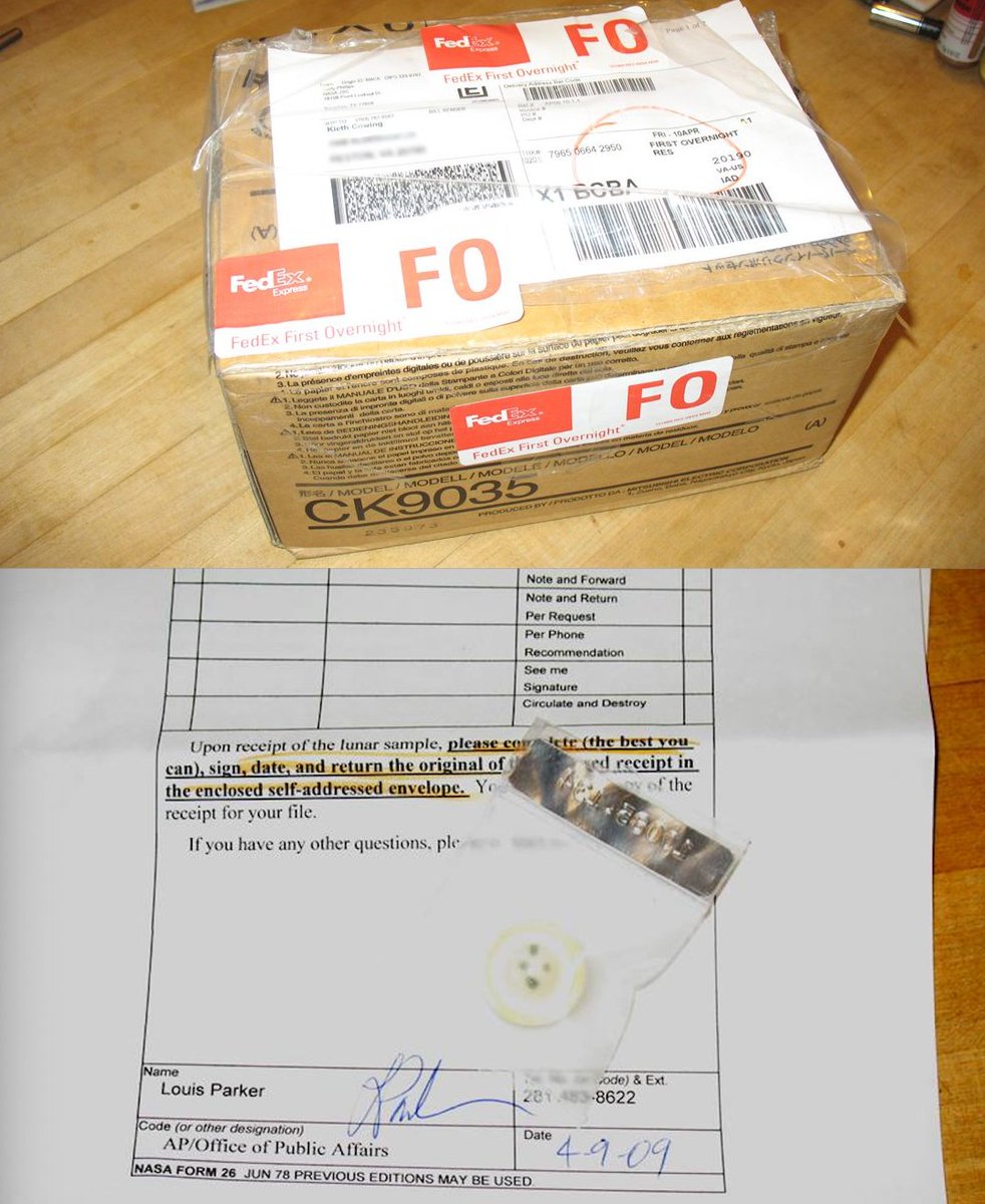 NASAWatch's tweet image. #OTD 16 years ago 4 little Apollo 11 Moon rocks were delivered to my house thanks to @BNjacobs. I took them to Nepal. @AstroDocScott took them to the summit of Mt. Everest. They now reside above the sky with a piece of Everest inside the @Space_Station cupola. (Exploration)^2…